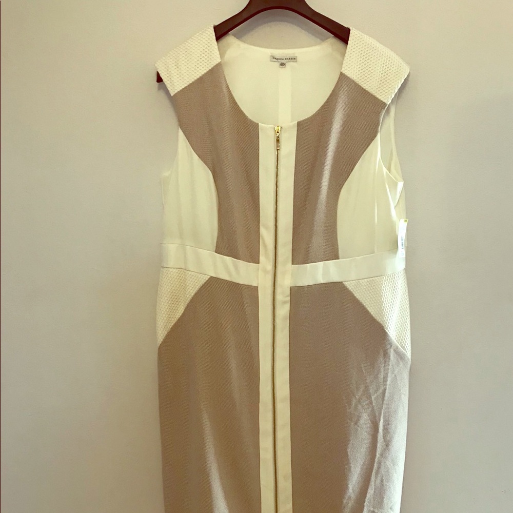 Cream & Taupe knee length casual Dress